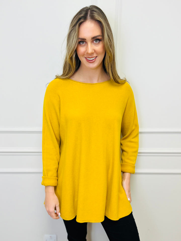 "GEORGIA" Basic Soft Jumper-Mustard