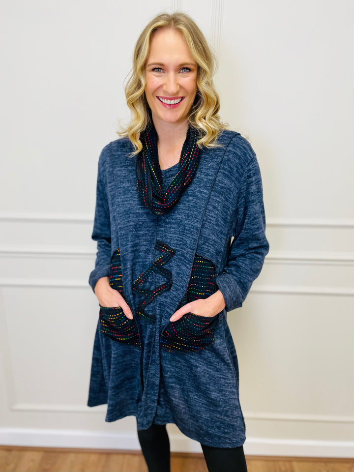"BIANCA" Tunic With Complimentary Scarf-Navy