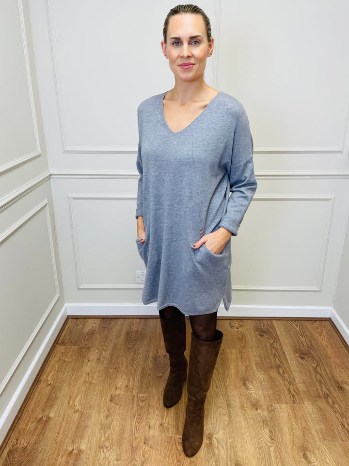 "MILLIE" Fine Knit Tunic-Grey