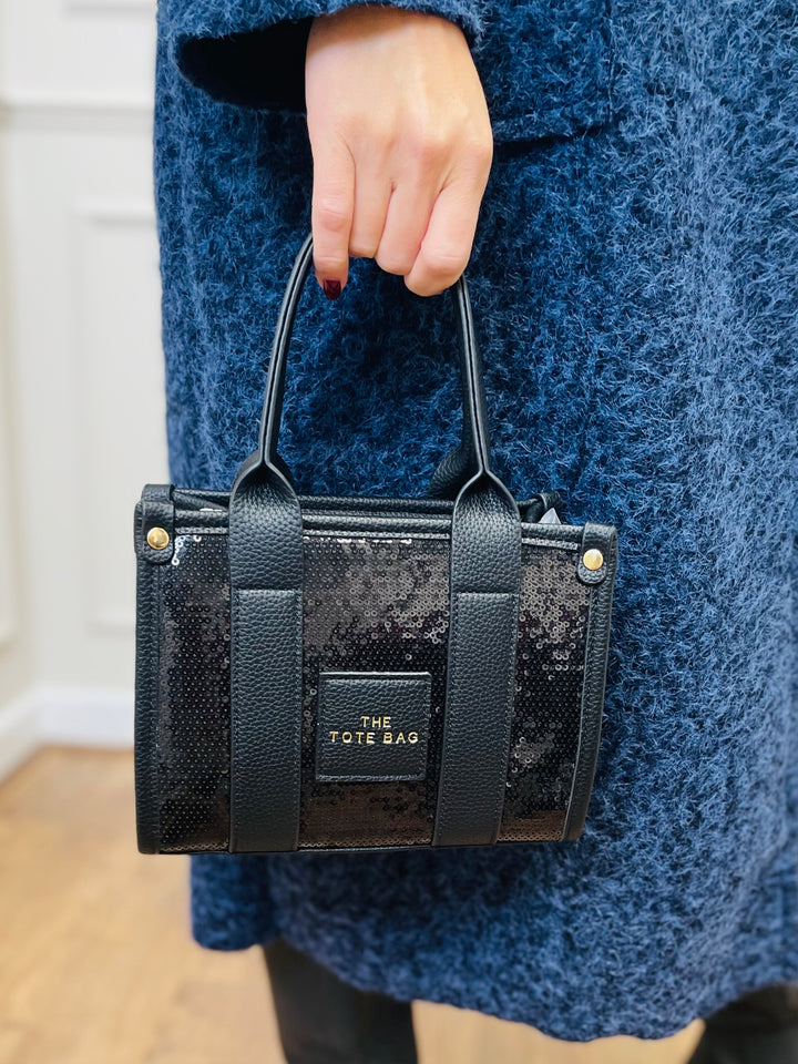 No.79 Mini Sequin Tote Bag-Black