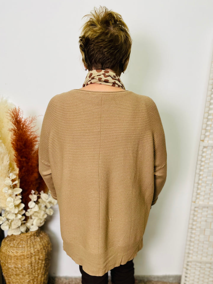 "CASSY" Knitted Jumper-Camel