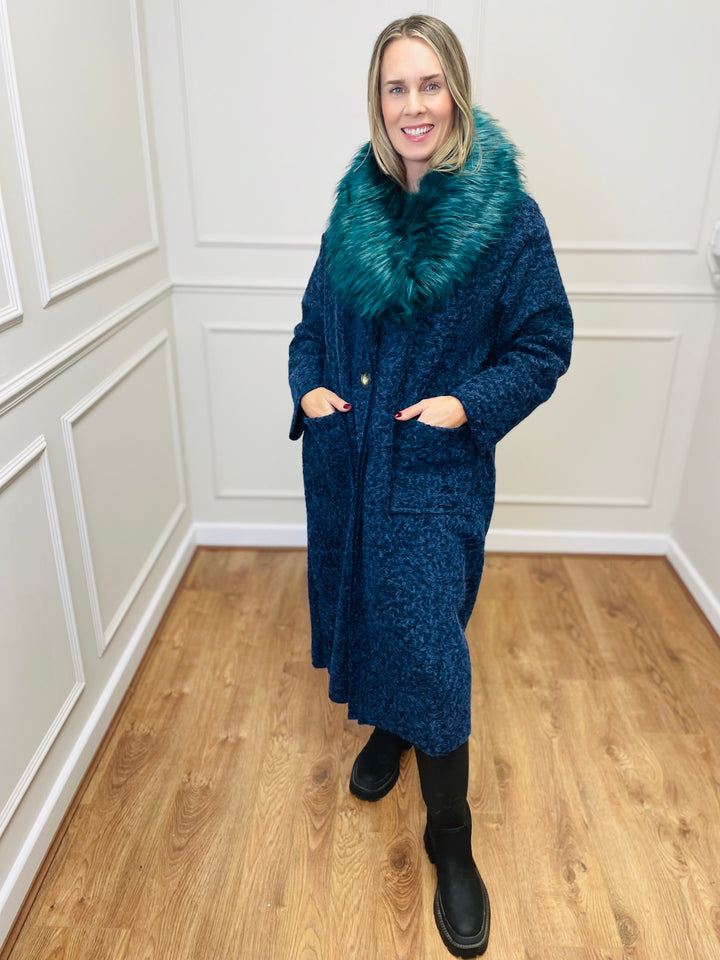 Faux Fur Collar Scarf-Green