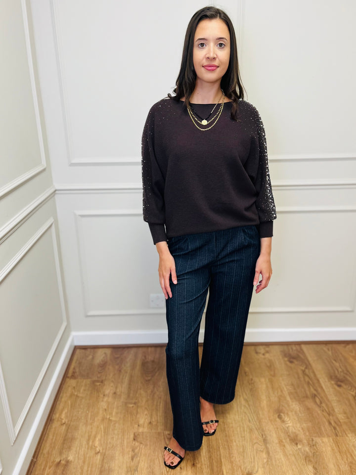 "MAYA" Pearl Jumper-Brown