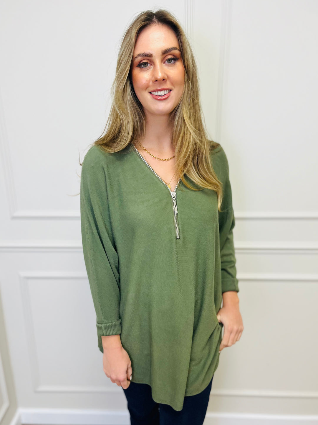 "CASSIDY" Luxury Soft Jumper-Khaki Green