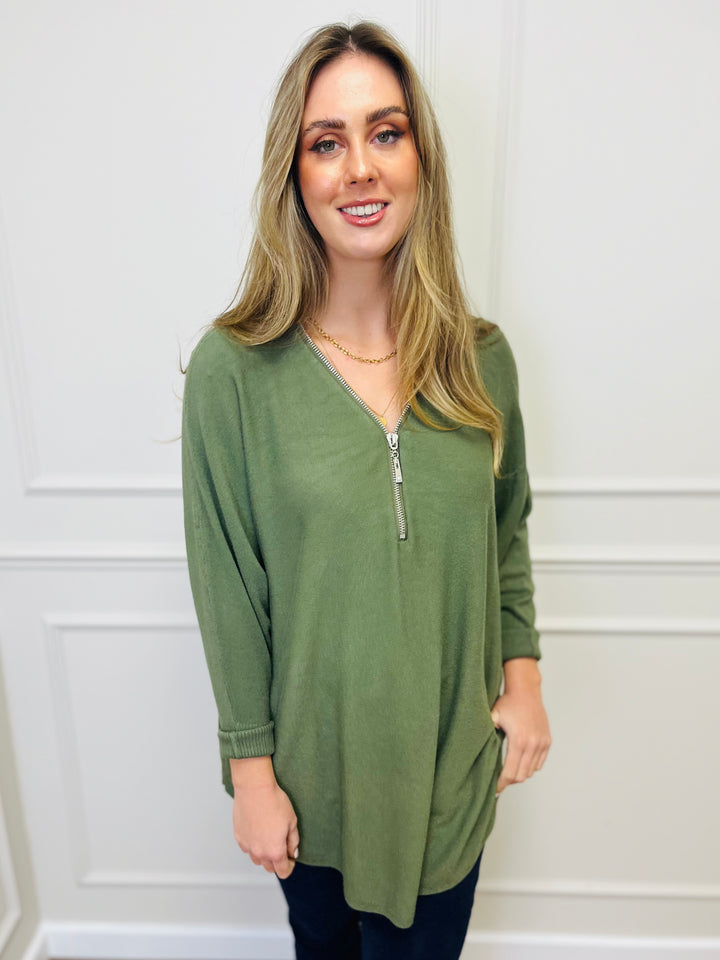 "CASSIDY" Luxury Soft Jumper-Khaki Green