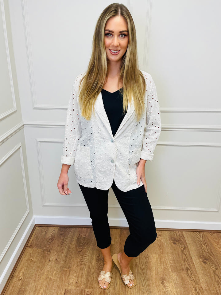 "BETHANY" Broderie Blazer-Cream