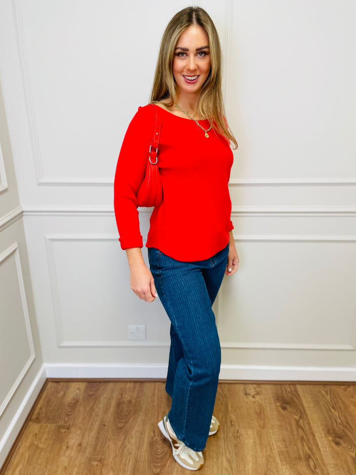 "MAGNOLIA" Fine Knit Jumper-Red