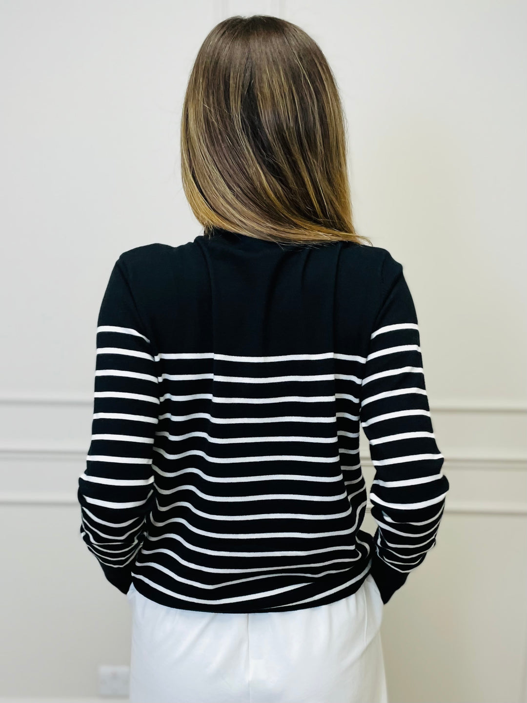 "GRACE" Stripe Print Jumper-Black & White