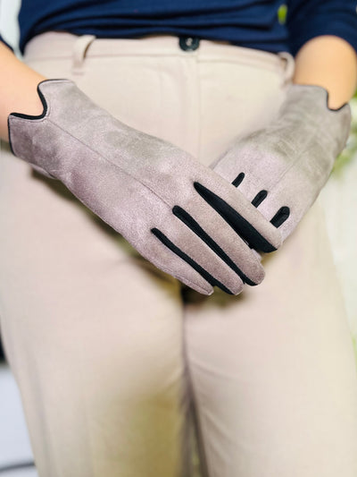 Two Toned Gloves-Silver & Black