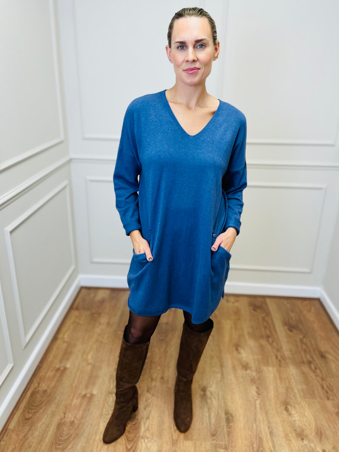 "MILLIE" Fine Knit Tunic-Denim
