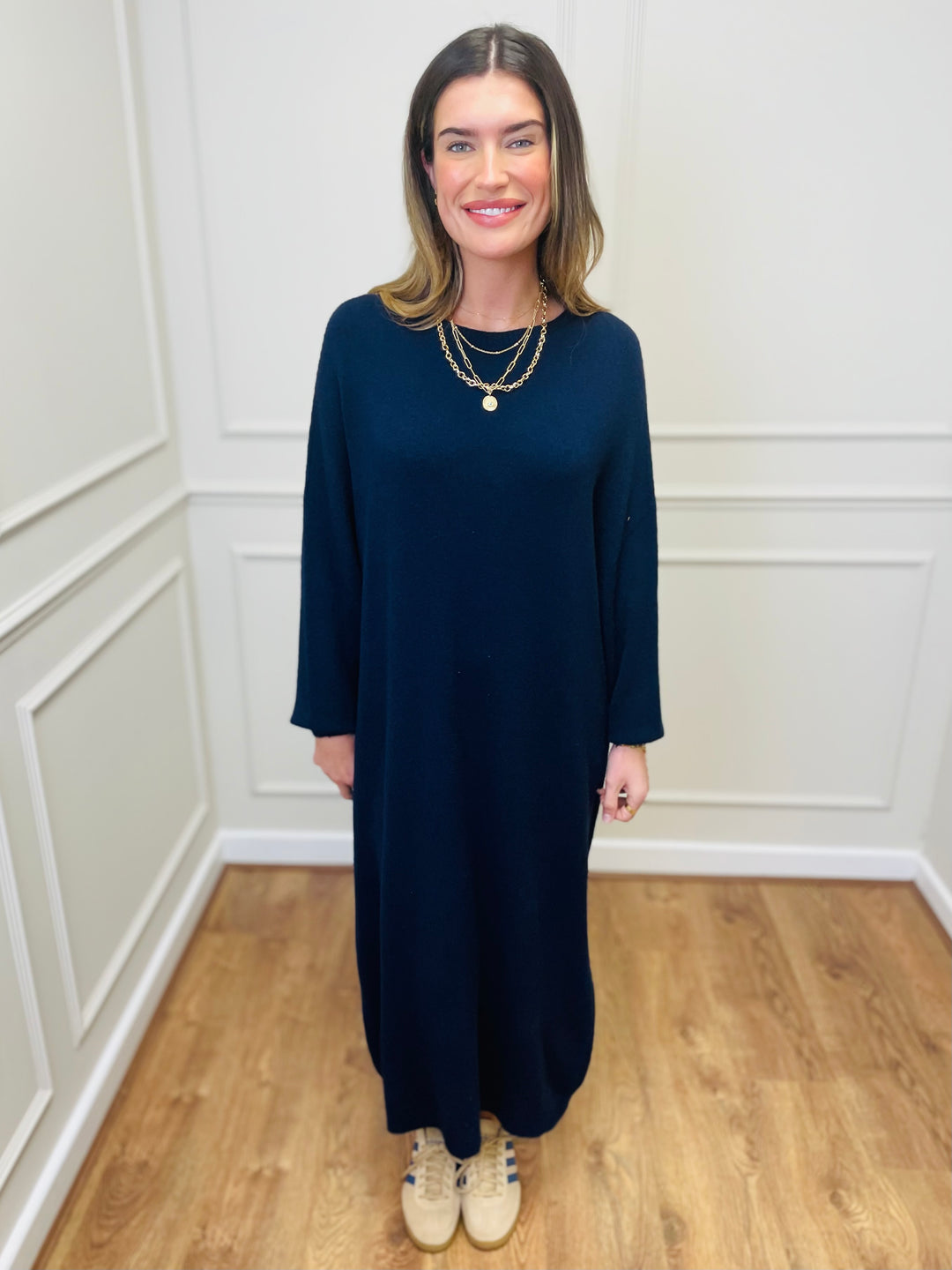 "SANDY" Luxury Jumper Dress-Navy