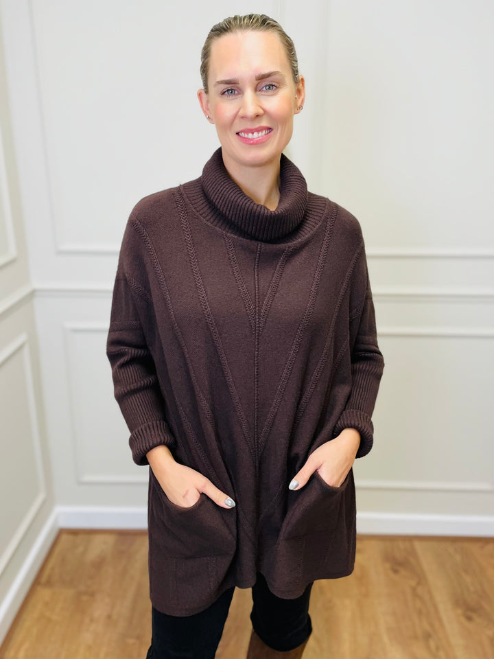 "GRACE" Knitted Jumper-Brown