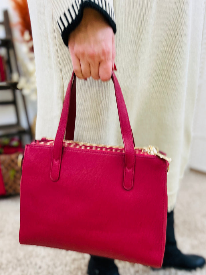 "LUCY" Handbag-Burgundy