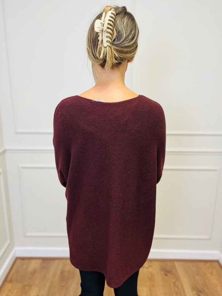 "GINNY" Basic Soft Jumper-Wine