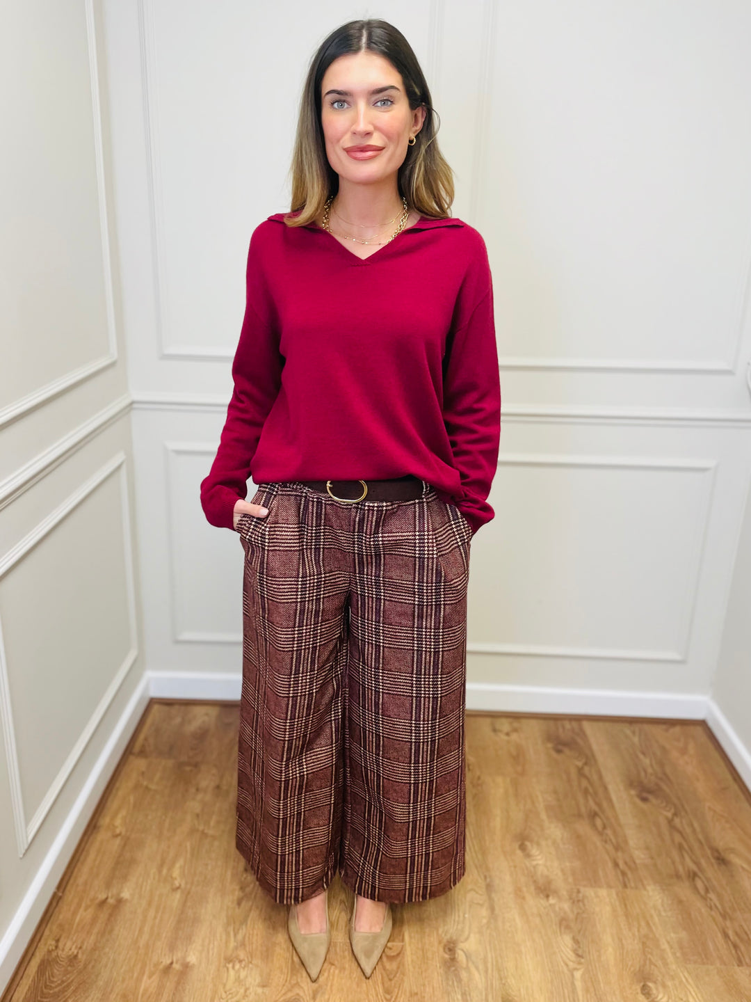 "NIKO" LUXURY Fine Knit Jumper-Burgundy