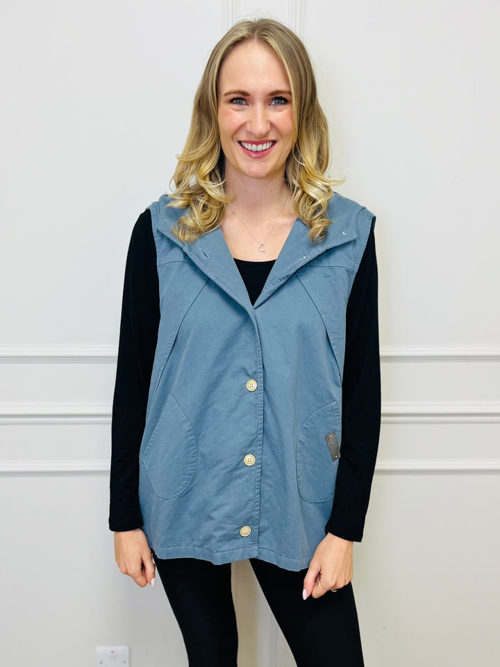 "DIXIE" Cotton Gilet-Denim