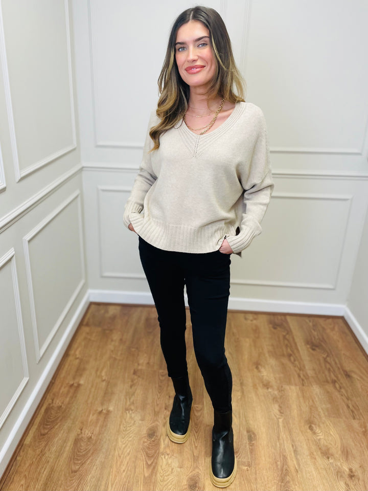 "KIKO" LUXURY Fine Knit Jumper-Sand