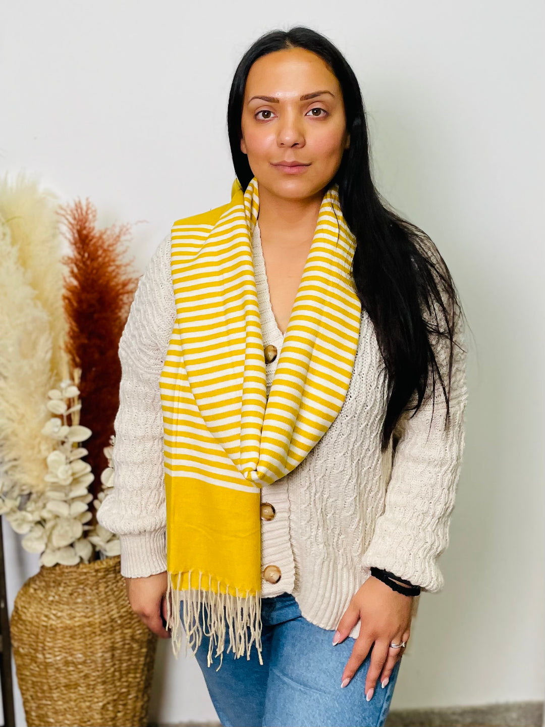 No.51 Stripe Print Scarf-Yellow