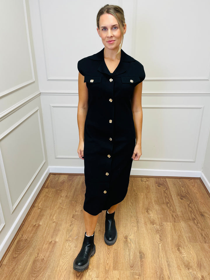 "CRYSTAL" Sleeveless Dress-Black