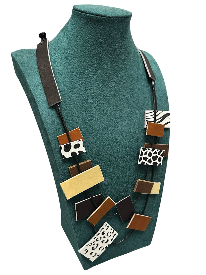 Animal Print Statement Necklace-Multicolour