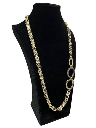 Gold & Animal Print Long Statement Necklace