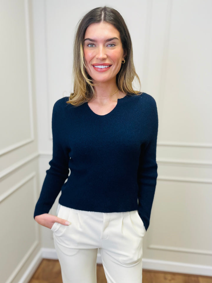 "GEMMA" LUXURY Fine Knit Jumper-Navy