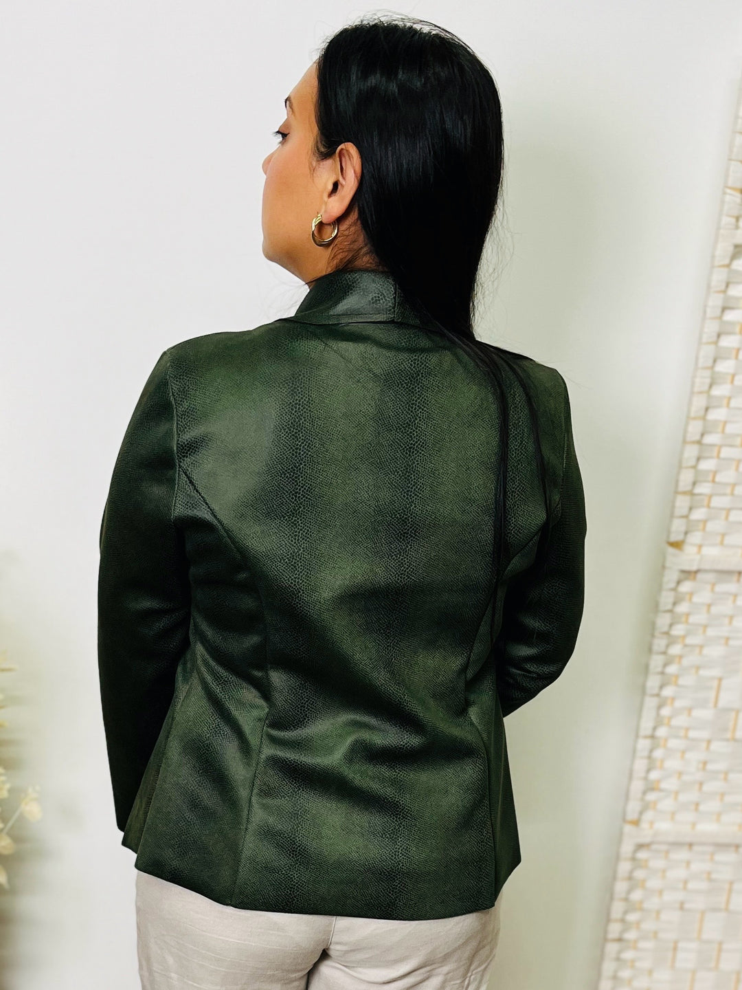 "CROSBY" Snake Print Jacket-Green