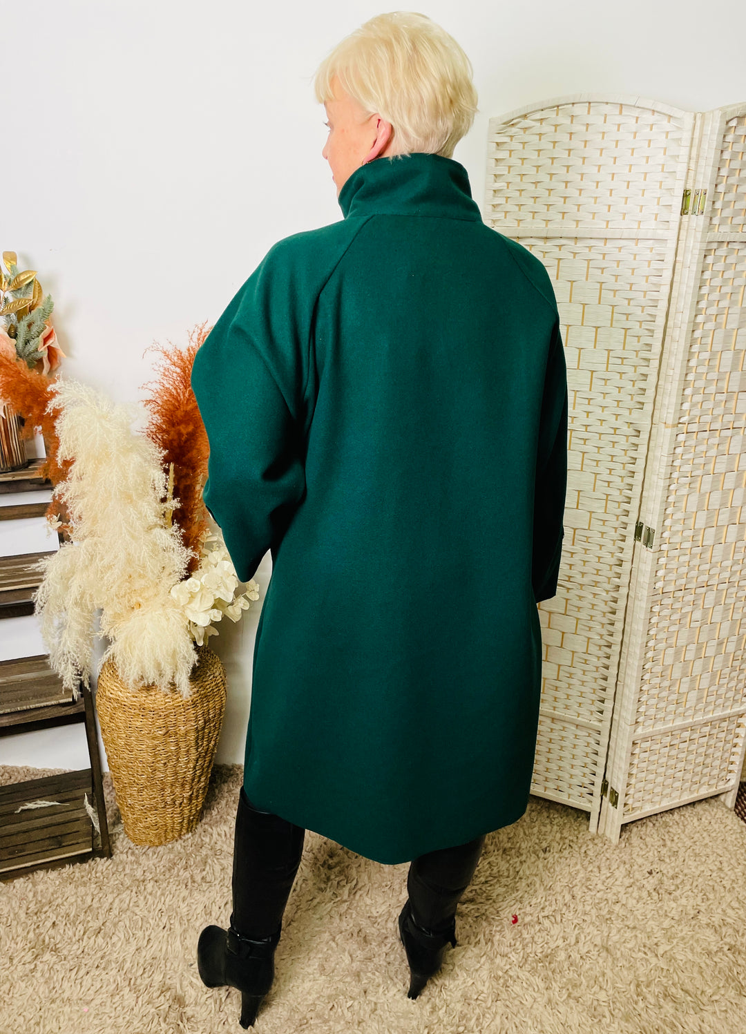 "LORELAI" Cape Coat-Green