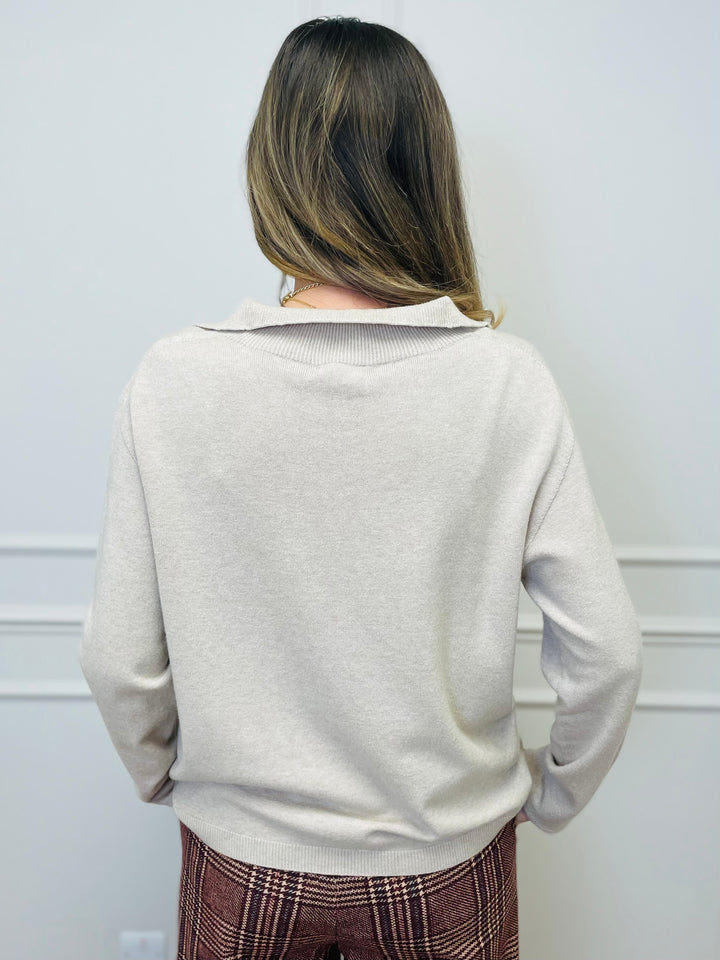 "NIKO" LUXURY Fine Knit Jumper-Sand