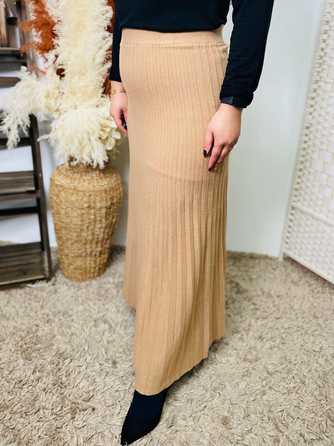 "ANNA" Maxi Skirt-Tan