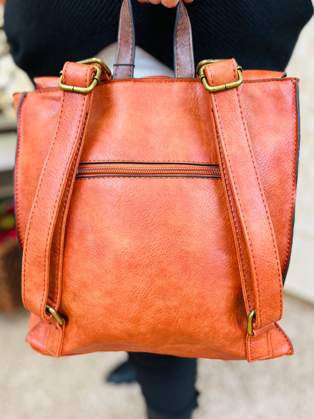 Satchel Backpack-Rust Orange