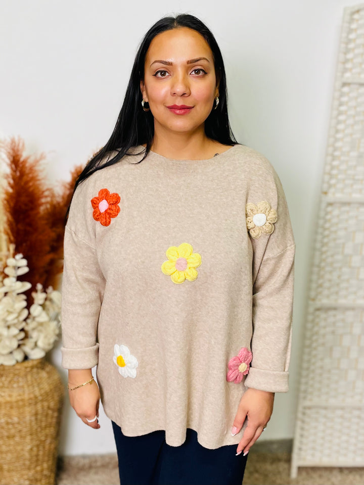 "ROSE" Textured Floral Jumper