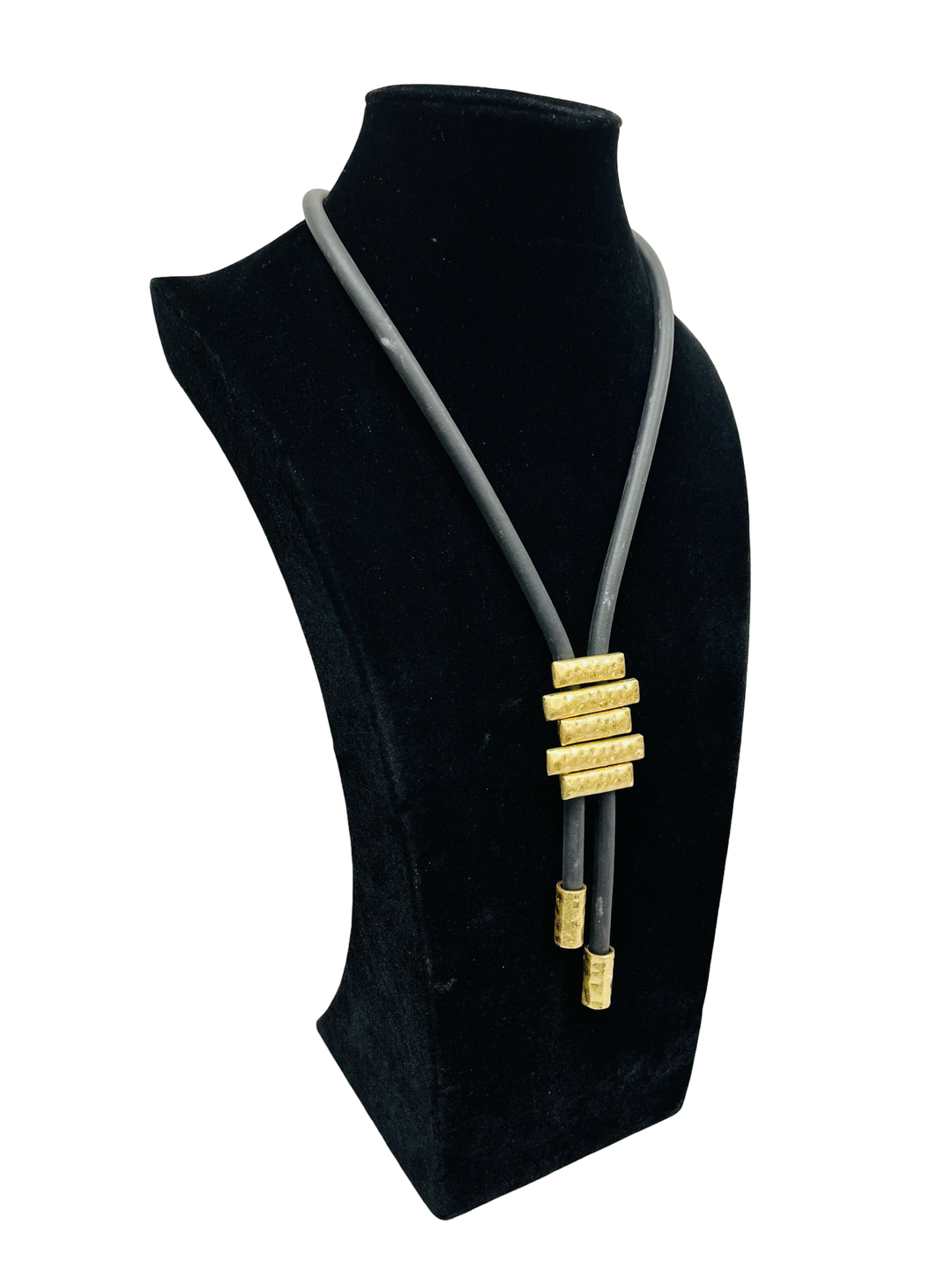 Rubber & Gold Long Statement Necklace