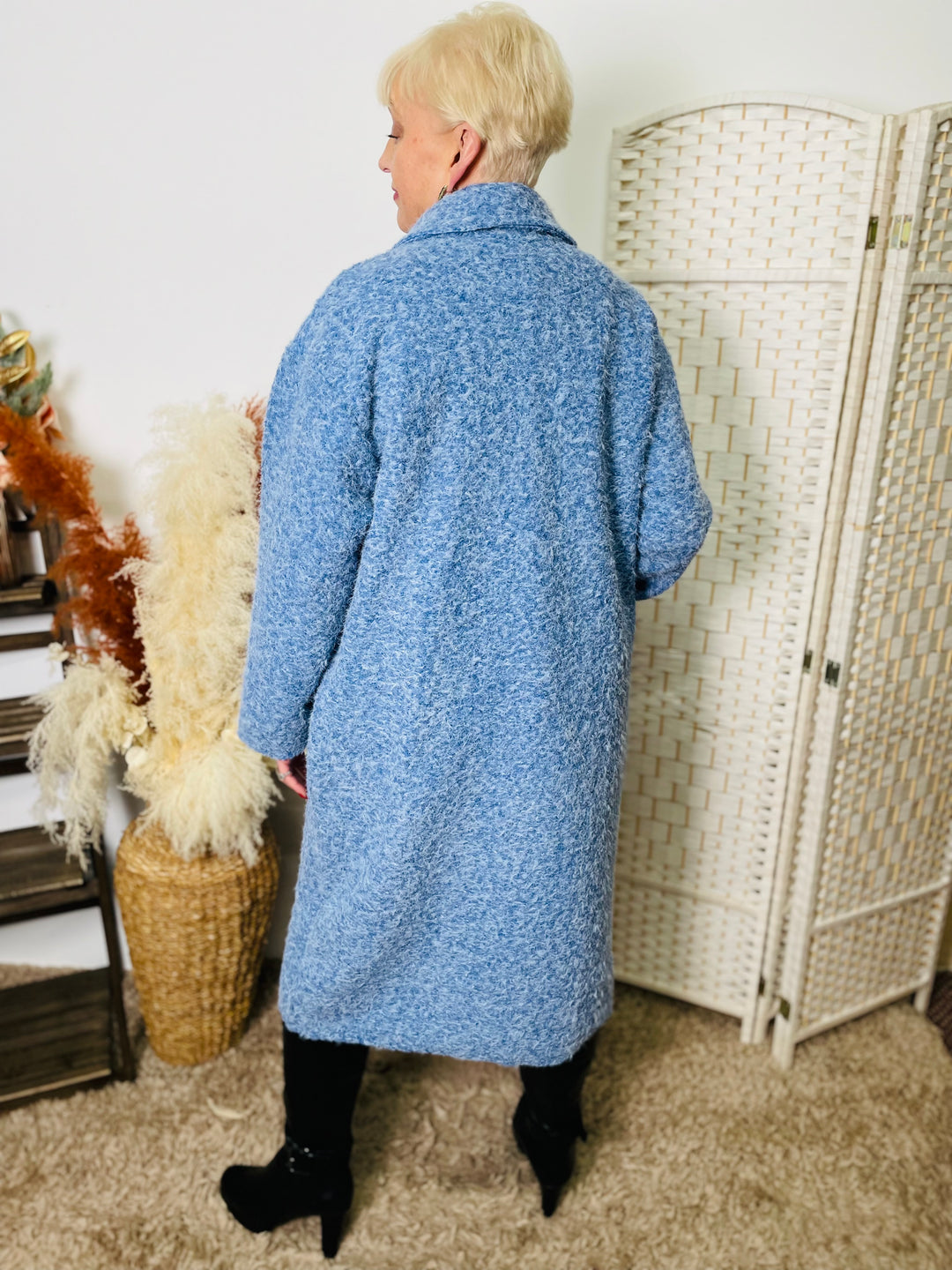 "JOSEPHINE" Longline Coat-Sky Blue