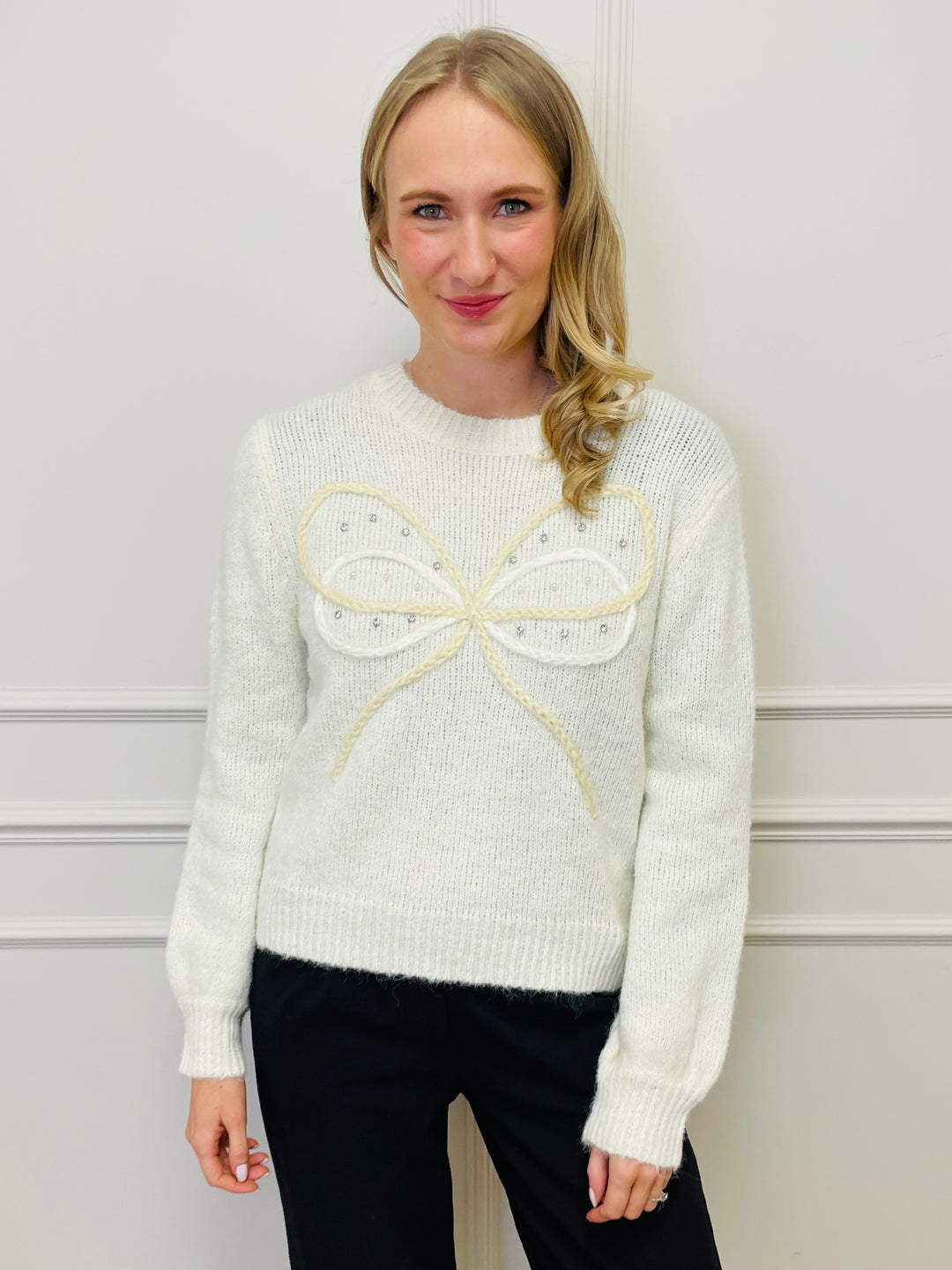 "HARLEY" Bow Jumper-Cream