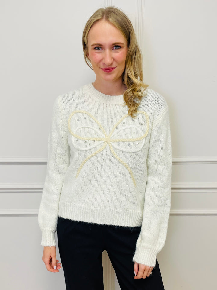 "HARLEY" Bow Jumper-Cream