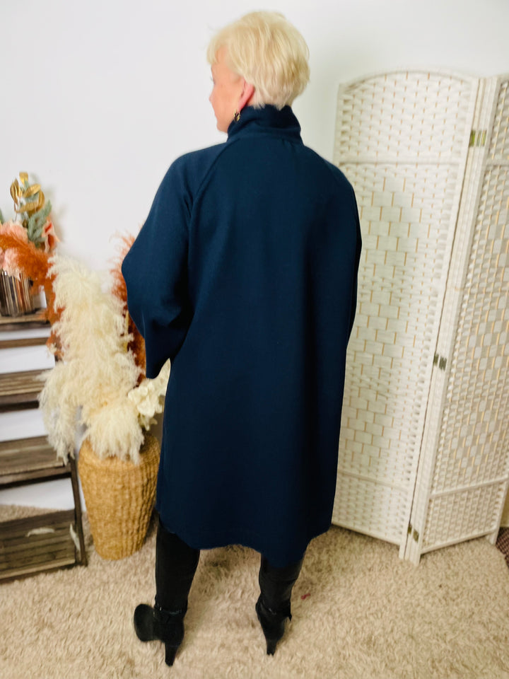 "LORELAI" Cape Coat-Navy