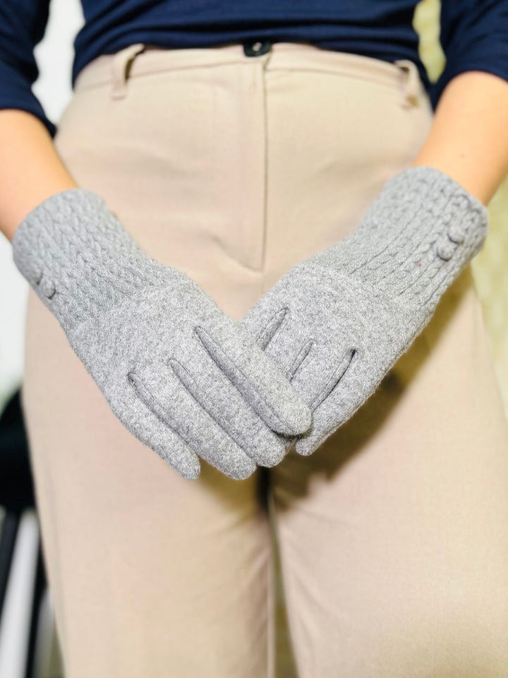 Knitted Gloves-Silver