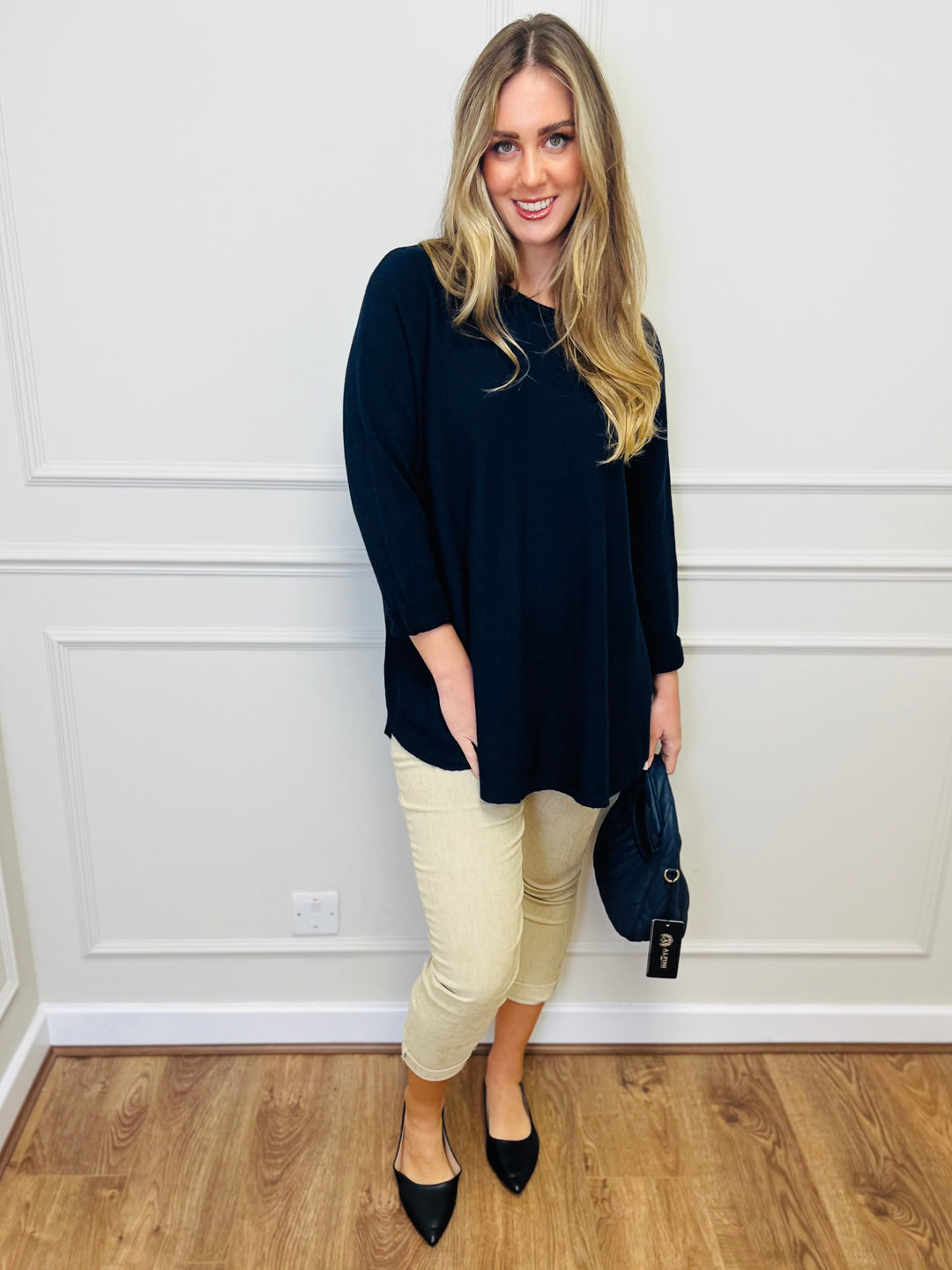 "GEORGIA" Basic Soft Jumper-Navy