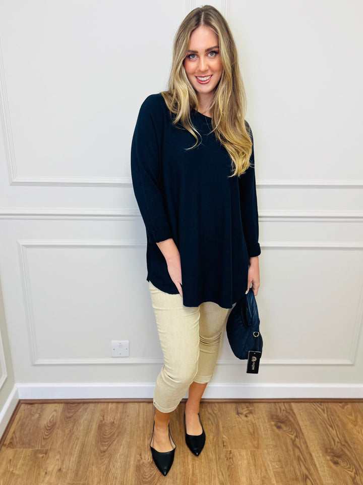 "GEORGIA" Basic Soft Jumper-Navy