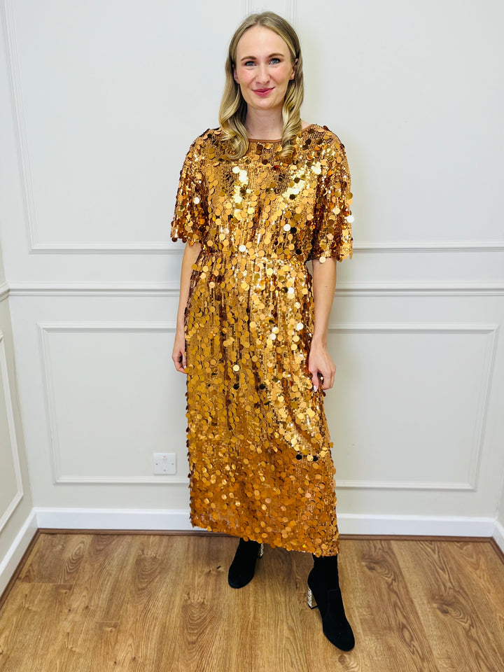 "ROSALIE" Sequin Dress-Gold