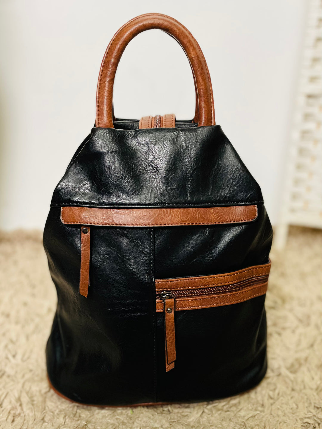 "BERNY" Rucksack-Black & Tan