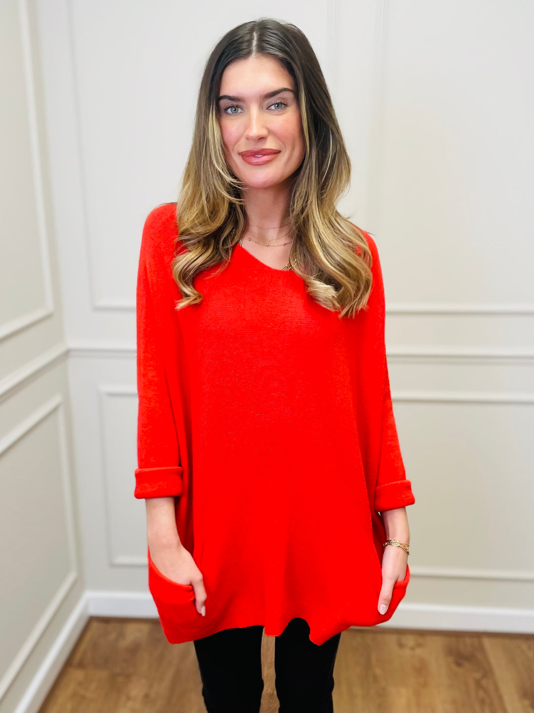 "STELLA" LUXURY Fine Knit Jumper-Red