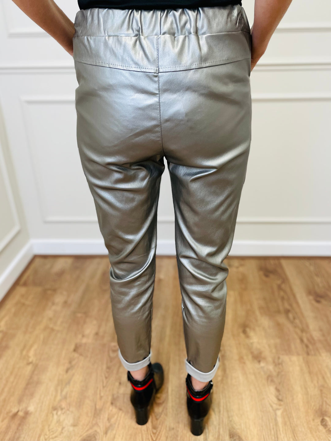 "CARMELA" Pleather Trouser-Grey