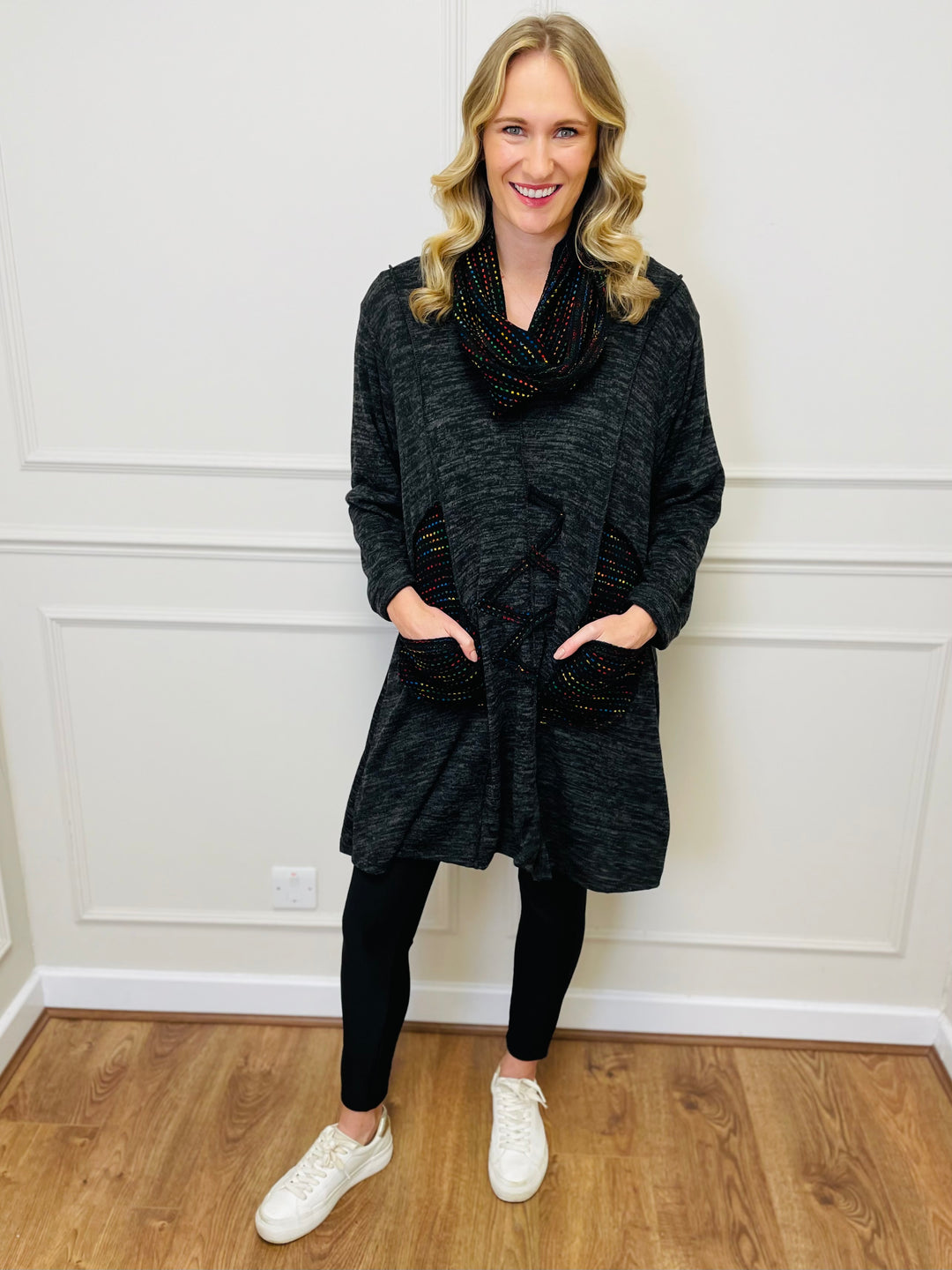 "BIANCA" Tunic With Complimentary Scarf-Black