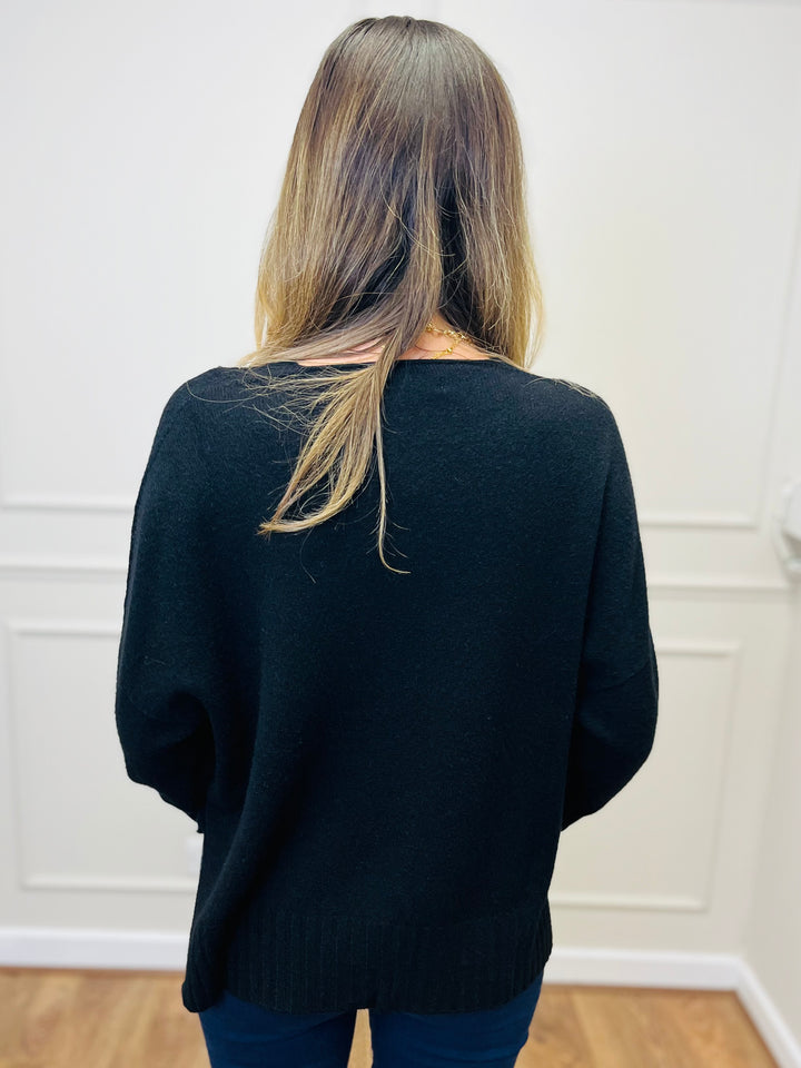 "KIKO" LUXURY Fine Knit Jumper-Black