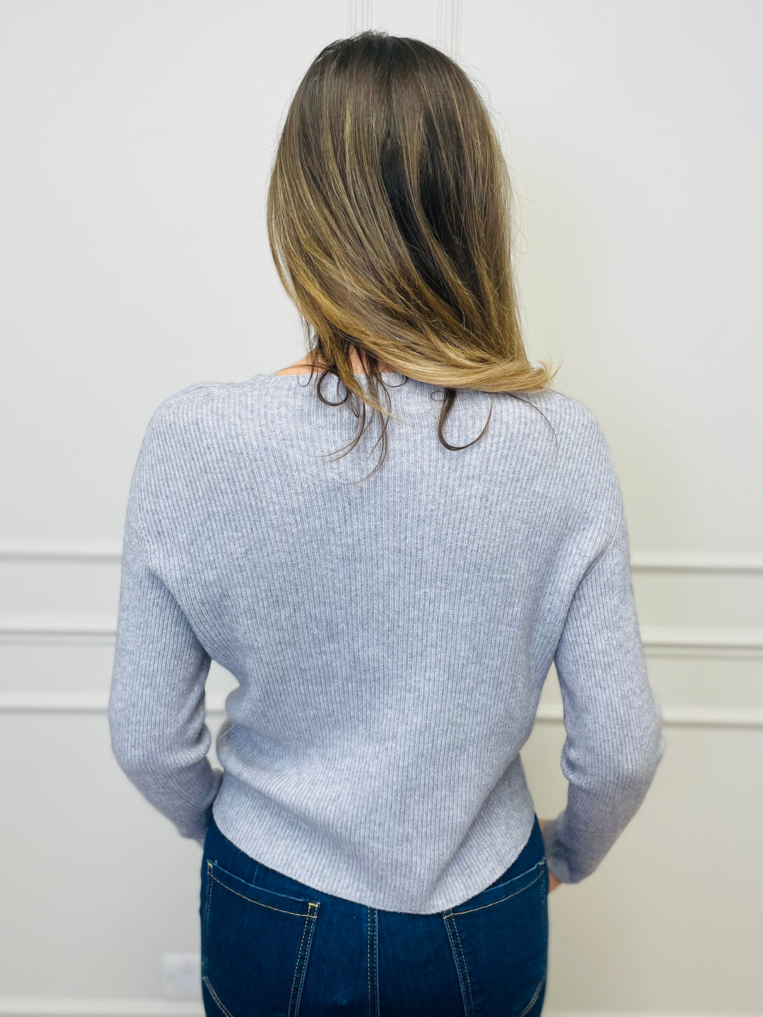 "GEMMA" LUXURY Fine Knit Jumper-Grey