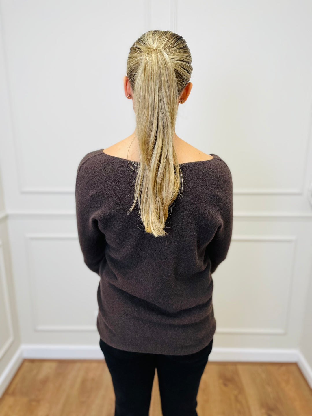 "SOPHIA" Fine Knit Jumper-Brown