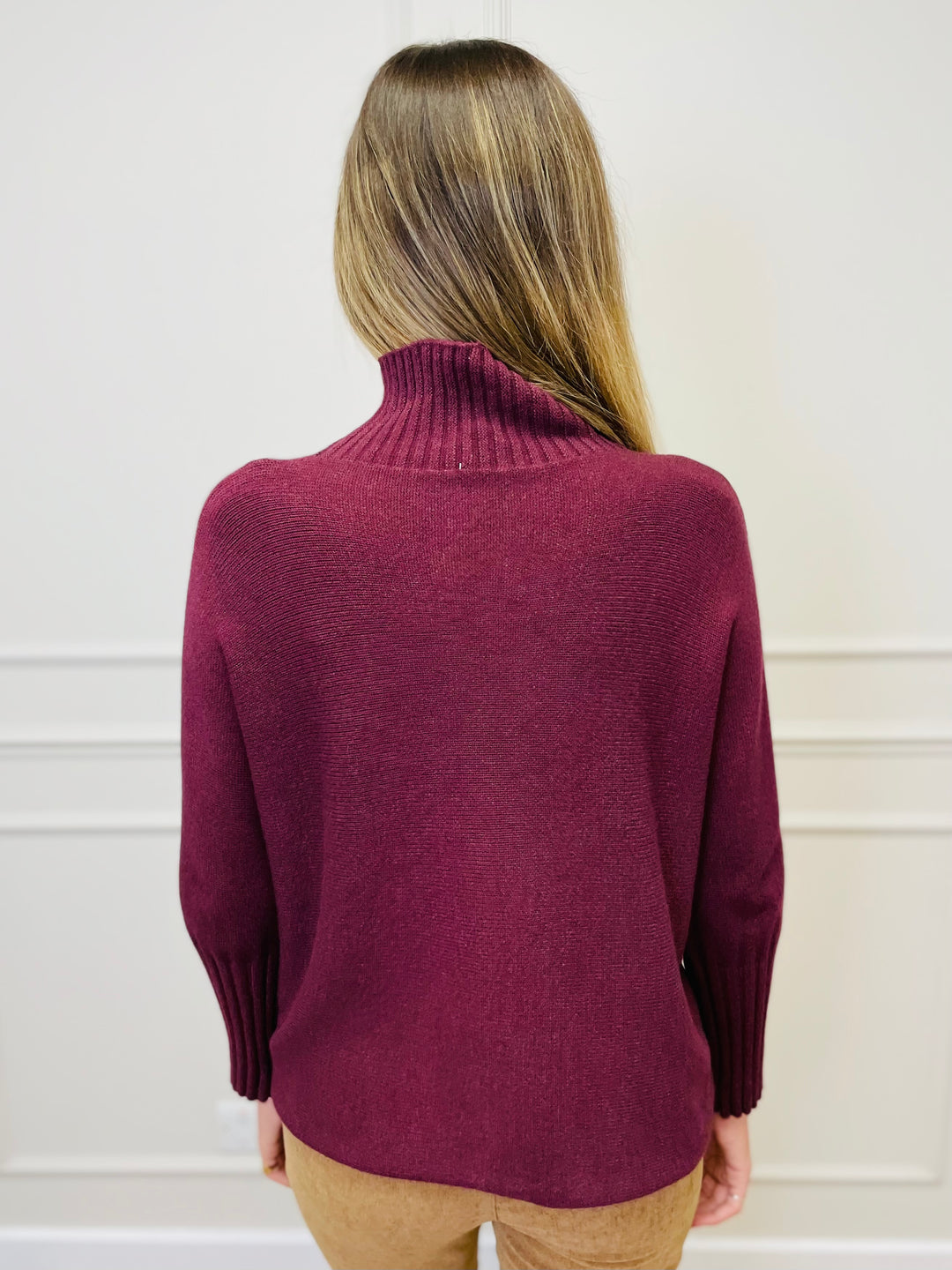 "AMANDA" Roll Neck Jumper-Wine