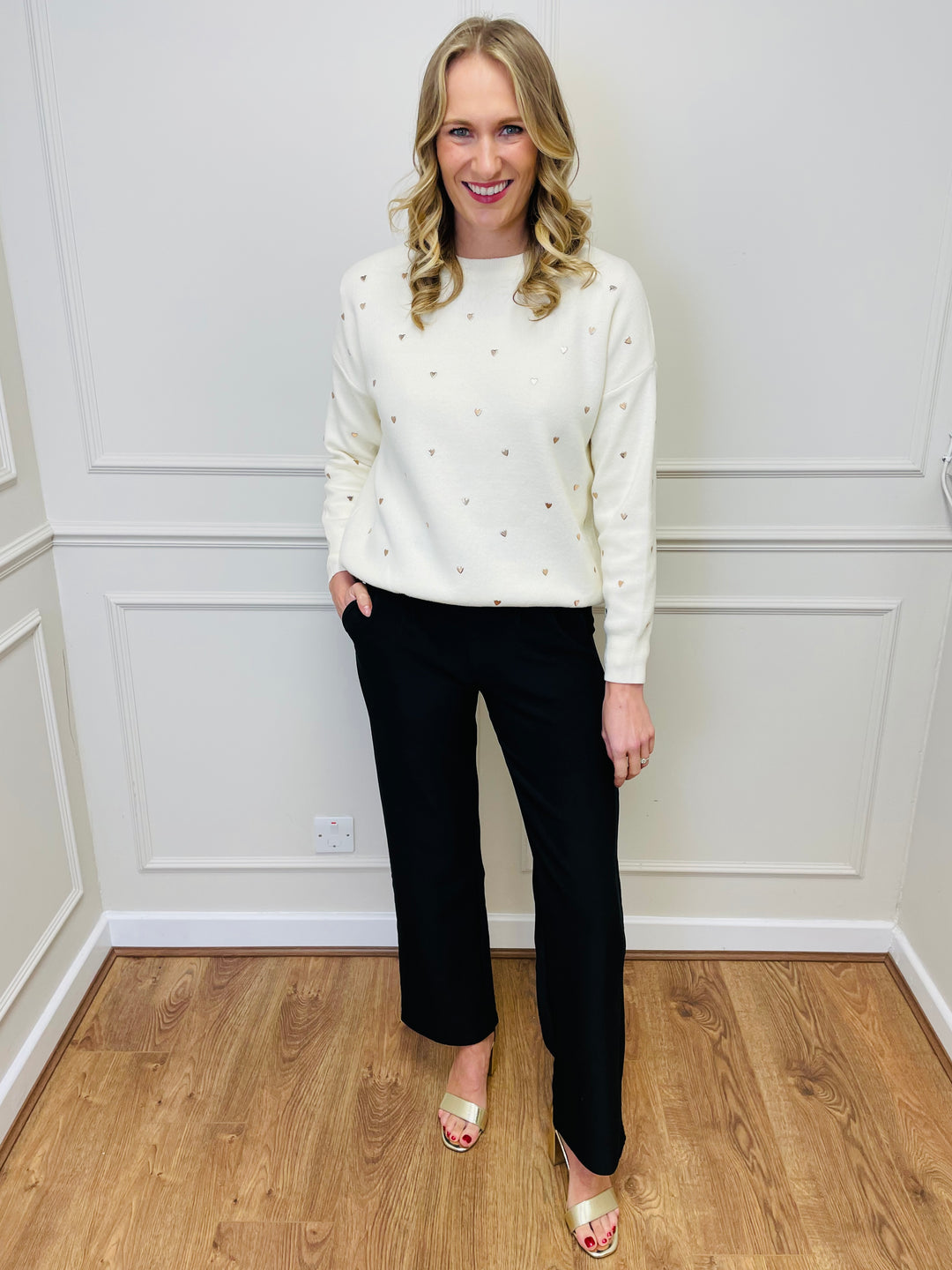 "PARIS" Bootcut Trousers-Black